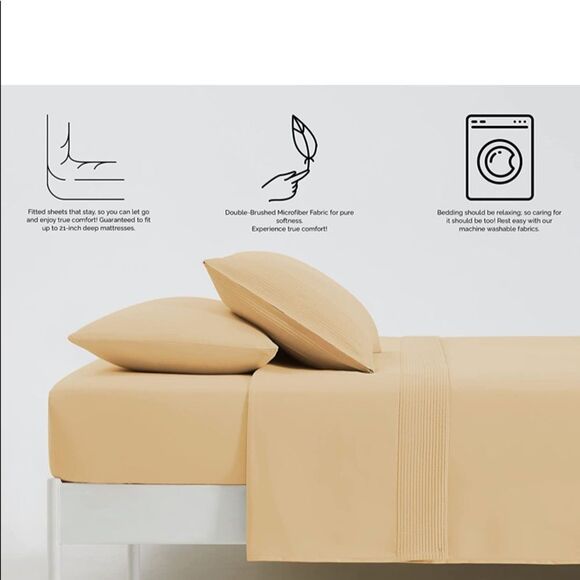 SouthShore 5 Pieces 21-InchExtra Deep Pocket Sheet Set, Shrinkage FreeSplit-King - Picture 5 of 8